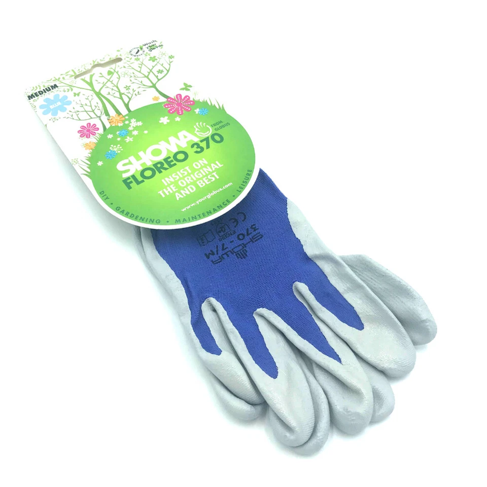 Guanti da giardinaggio leggeri unisex BLUE MEDIUM Showa 370 FLOREO palma nitrile