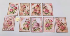 9-Vintage Style-Flowers-Pink Roses-Botanicals-Linen Cardstock-Stickers