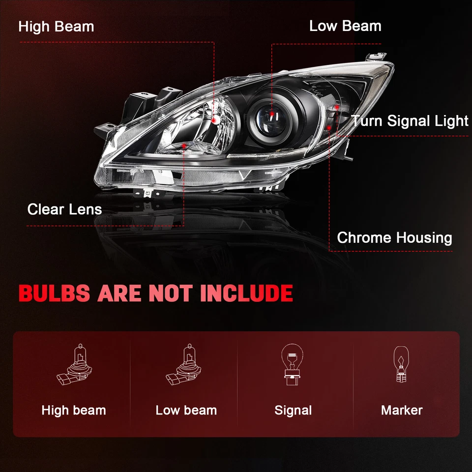 Conjunto de faros para Mazda 3 2010 2011 2012 2013 (5 velocidades) par de carcasas negras Foto 3 de 4