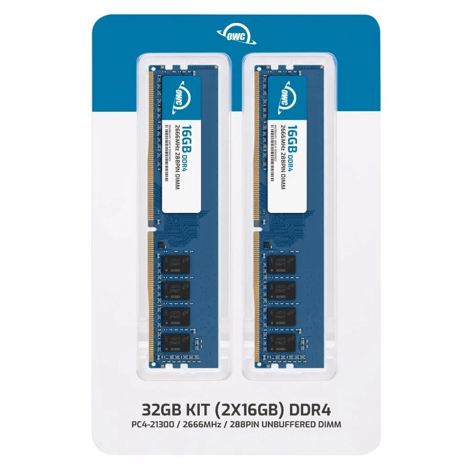 OWC 32GB (2X16GB) DDR4 2666MHz 2Rx8 Non-ECC UDIMM 288pin Memory RAM - Image 2 of 4
