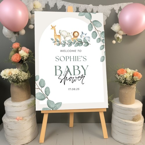 Personalised Baby Shower Welcome Party Sign Neutral Entrance Sign Foamboard - Picture 2 of 6