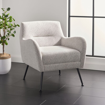 SAFAVIEH Tilbrook Arm Chair | Light Grey / Black |