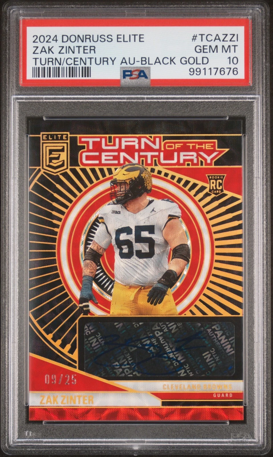 Zak Zinter Panini Donruss Elite Turn of the Century Autographs #TCAZZI Black Gold