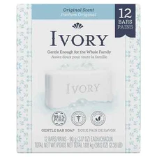 Ivory Bar Soap Original Scent, For All Skin Types, 12 Pack, 3.17 oz Each
