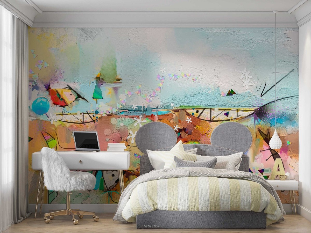 壁紙アート 3D Abstract Colorful Graffiti Wallpaper Wall Mural Peel and Stick