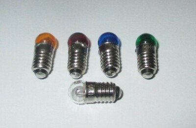 Glühbirnen E5.5 Schraubsockel 3,5Volt  AUSWAHL: klar,rot,grün,gelb,blau   NEU