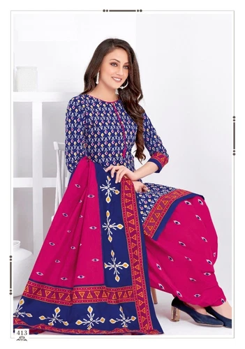 Indian Pakistani Womens Printed Suit Dress Stitched Shalwar Kameez Dupatta Salwar