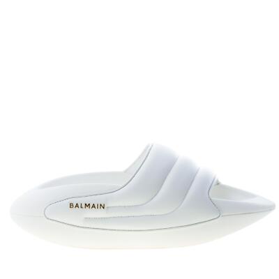 BALMAIN damen schuhe B-IT Puffy slide sandale weiß leder XN0VL699LPQP