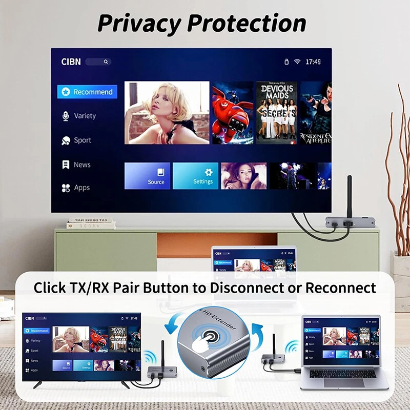 100M Wireless Extender Wireless HD Transmitter Receiver Wireless Screen Device - Image 3 of 4