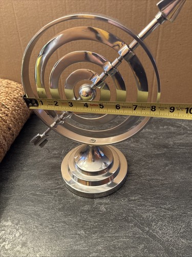 Vintage Armillary Sphere Silver/Pewter Color Globe 12.5” Tall Aluminum Bold #E - Picture 21 of 23