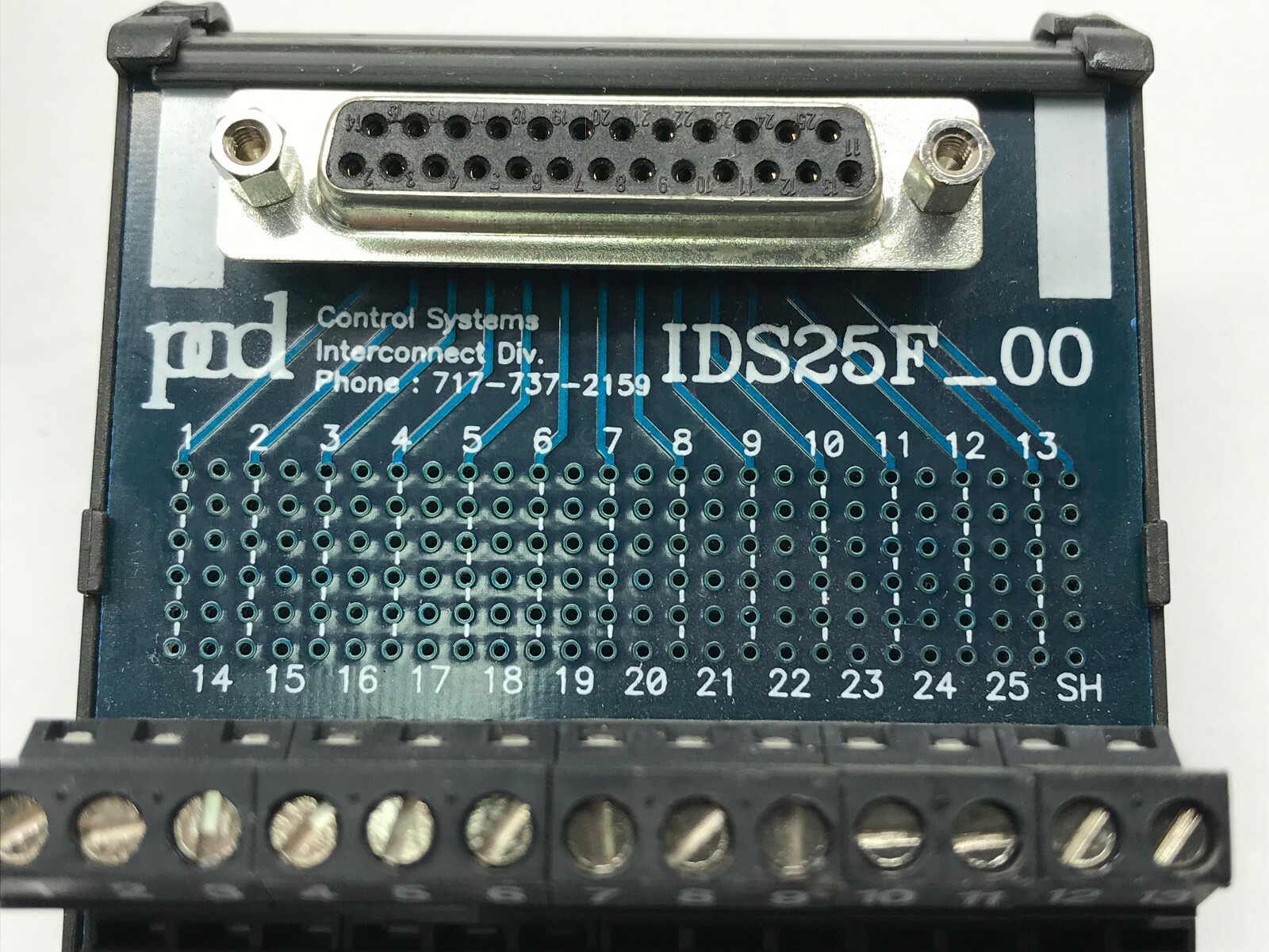 Amphenol PCD IDS25FF00 25 Pin Female Fixed Interface Module Breakout Board