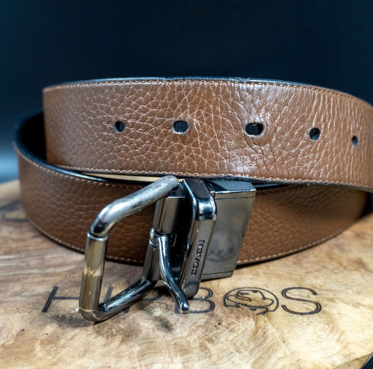 Coach Mens Belt Authentic Reversible Leather Belt Brown  display picture 3