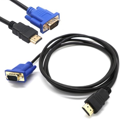 Hdmi To Vga Cable Hd 15 D Sub Video Adapter Hdmi Cable For Pc Hdtv Monitor Ebay