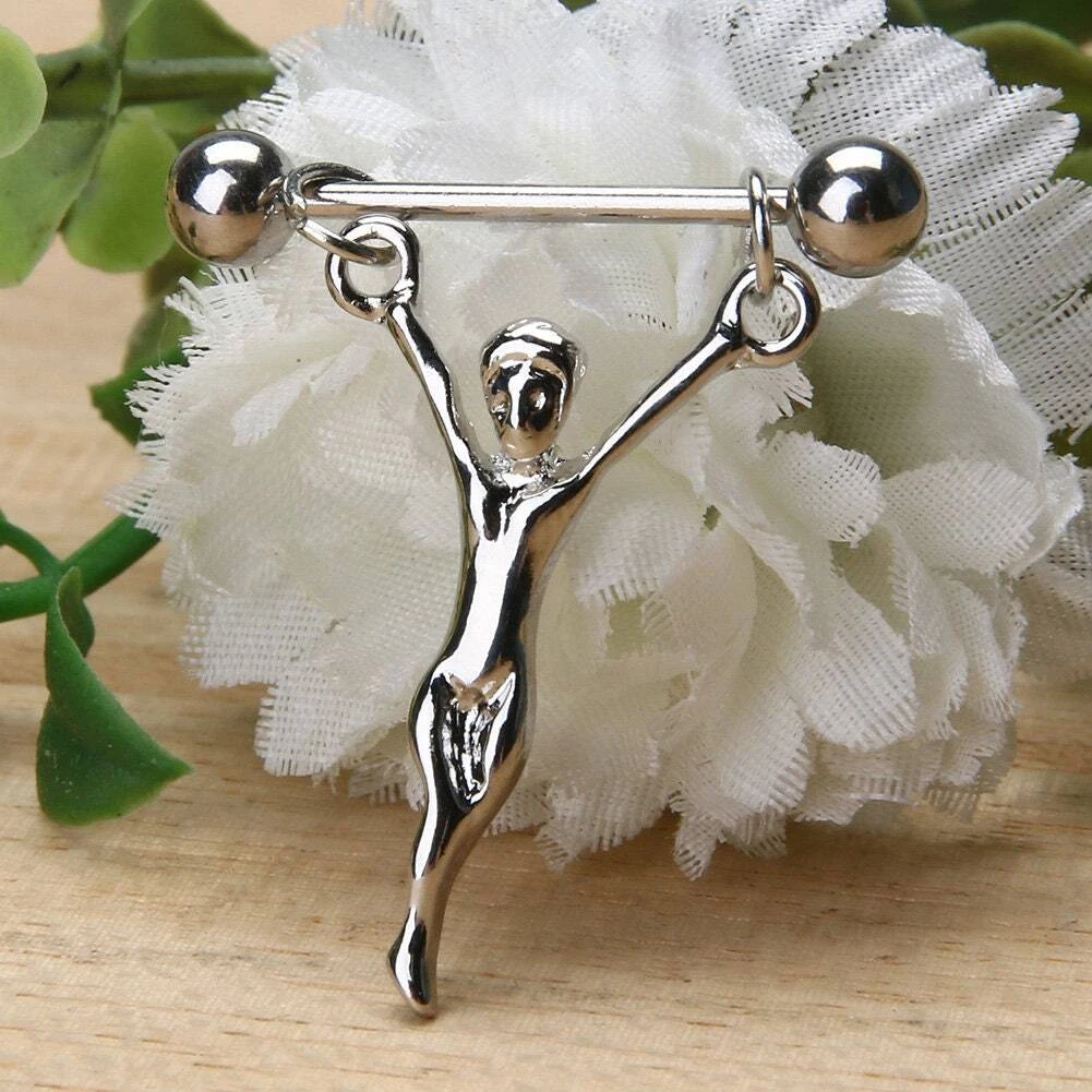 Body Jewellery Jesus Nipple Piercing Shields Bars Man women Bell Dangle