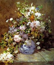 SPRING BOUQUET WILDFLOWERS IN A VASE FLOWER 1866 FRENCH PAINTING BY RENOIR REPRO