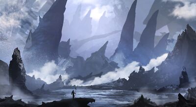 Landscape tundra fantasy art planet Custom Gaming Mat Desk