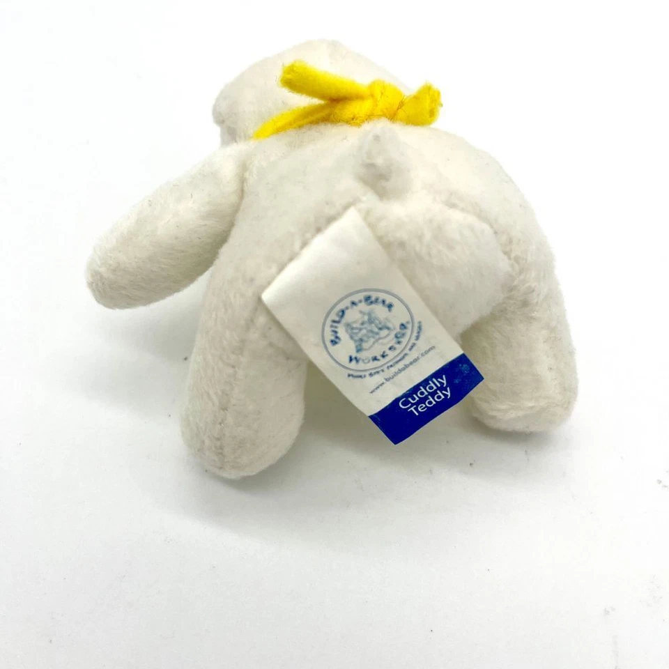 Build-A-Bear White Teddy Bear Plush with Yellow Scarf Green Paw Print Small - Image 4 of 4
