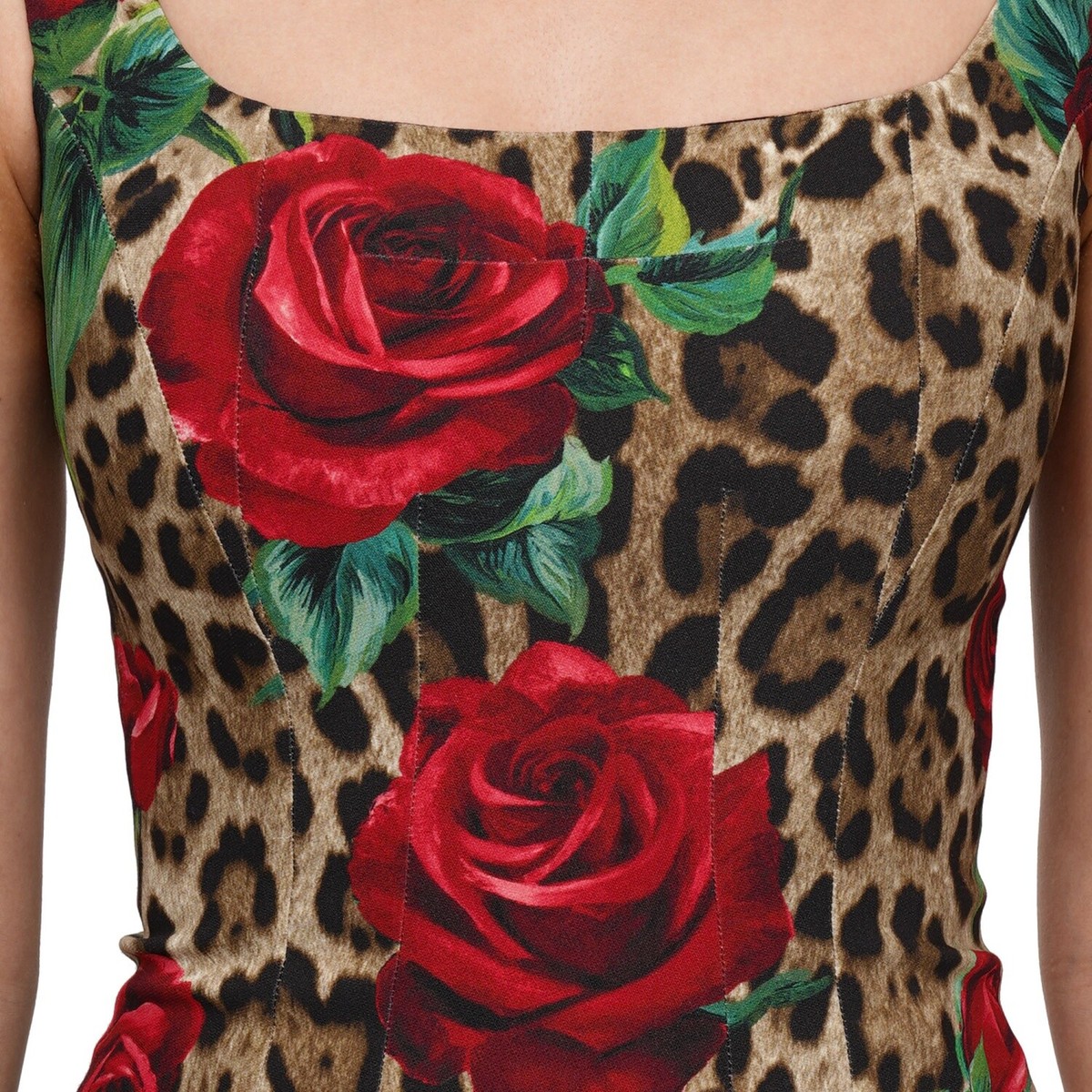 strapless open back dress DOLCE & GABBANA FAUX FUR LEOPARD PRINT COAT WITH RED LINING 1991 main image 0