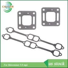 Fit For Mercruiser 5.0 mpi 5.7 350 mag riser block v8 elbow kit Gasket Manifold