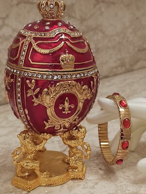 Large Easter Gift Love Gift Faberge Egg HANDMADE Diamond Pure Gold dec Valentine