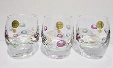 Vintage BLOCK Thumb Cut Crystal Low Ball Glasses Cabaret Dof Set Of 3 Poland New