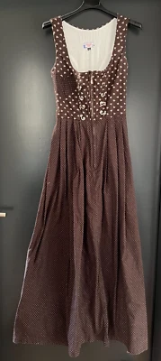 Damen Trachten Dirndl ärmellos braun, weiß gemustert ca. Gr. 32 v. Steindl - Bild 1 von 4