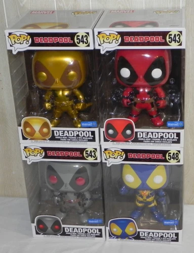 Deadpool Funko Pop Set of 4 Walmart Exclusives - Gold, Chrome X-Men Armor - NEW!