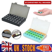 Weekly Monthly Pill Box 28 Slots Tablet Organiser Medicine Storage Dispenser New