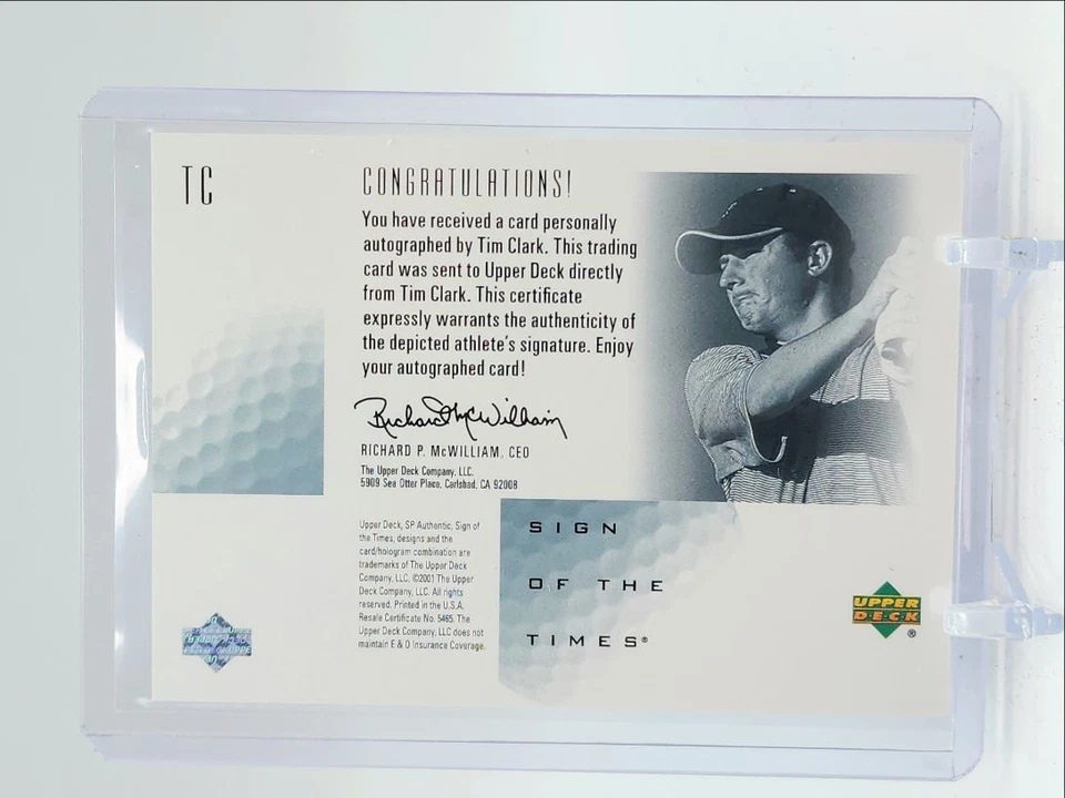 TIM CLARK 2001 UD SP AUTHENTIC SIGN OF THE TIMES AUTOGRAPH AUTO Q0859 - Image 2 of 2