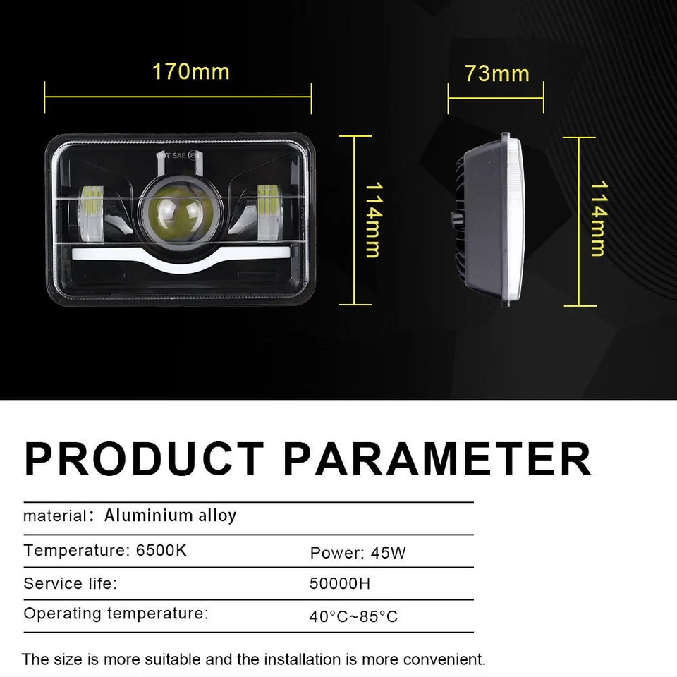 1 件 4x6LED 车头灯适用于 1980 - 1988 雪佛兰 Monte Carlo SS El Camino — 第 3/4 张图片