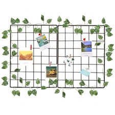 2 Pack Wall Grid Panel Wire Photo Wall Pictures Display Board with Accessory ...