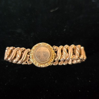 Vintage Sweetheart Bracelet Expandable The DFB Co Monogram E needs repair 