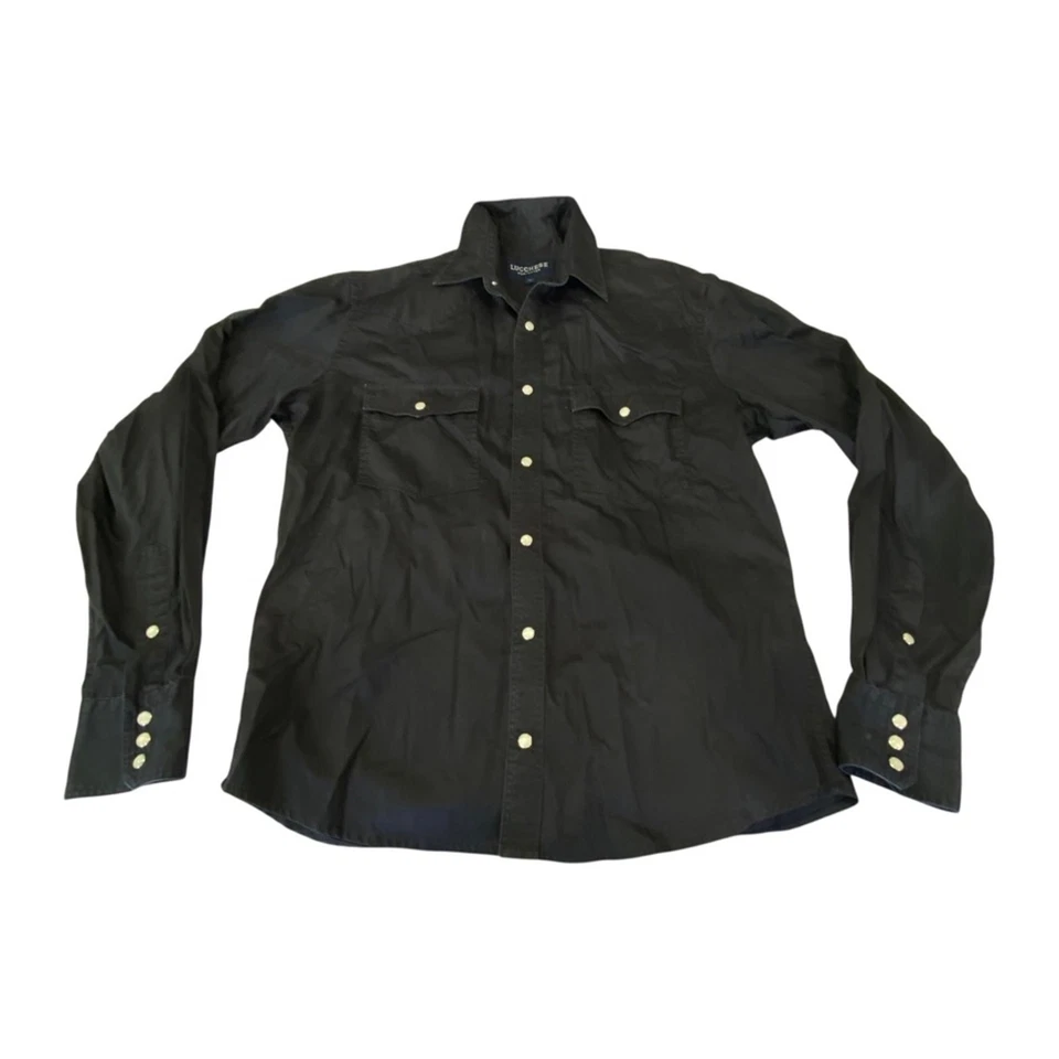 Lucchese Black Shirt with pearl snap Buttons Size medium - Image 2 of 4