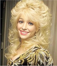Dollys Partons Long Fluffy Curly Blonde Synthetic Hair Wigs With Bangs Women