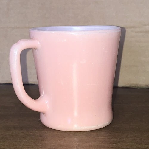 Vtg Pink Anchor Hocking Fire King Ware Coffee Mug Cup Milk glass