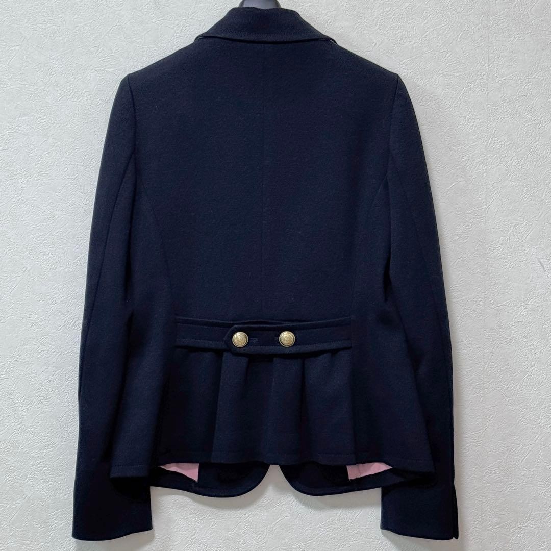 Burberry Blue Label Gold Button Tailored Jacket Blouson Women Pink Plaid Navy 38 thumbnail 9