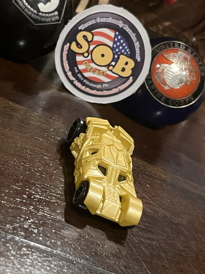 Hot Wheels Dark Knight Batman Batmobile Tumbler Gold Diecast 1:64 UsedNMcond - Image 4 of 4