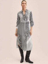 Mango Wrap Shirt Dress Striped Size M
