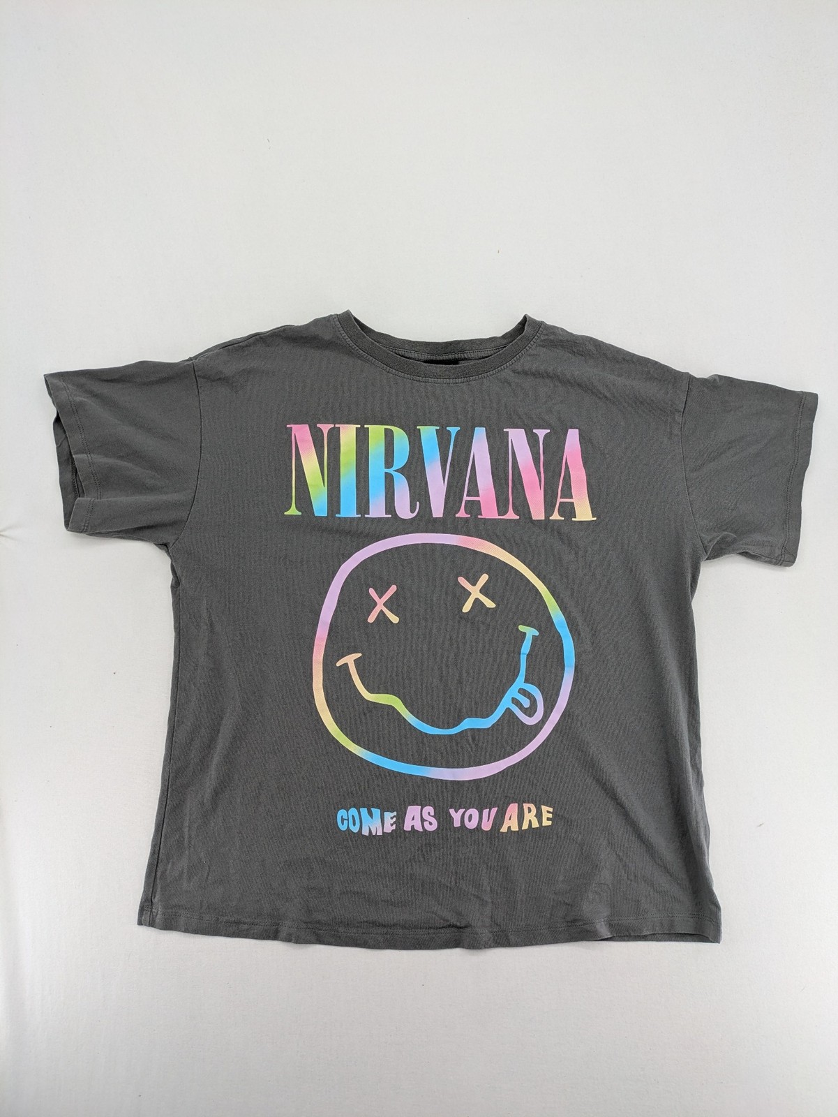 Nirvana Herren T-Shirt Gr L Grau Bandshirt Come As You Are Smiley Logo 2024