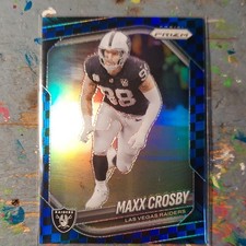 Panini Prizm Blue Checkerboard Maxx Crosby #98 Las Vegas Raiders Football Card