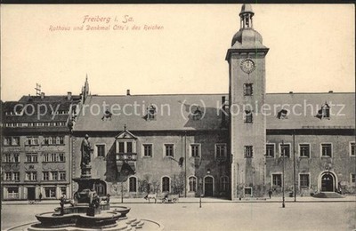Freiberg Saxony City Hall and Monument to Otto the Rich