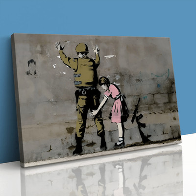 Banksy Girl sucht Soldat gerahmter Leinwanddruck Bild Wandbild