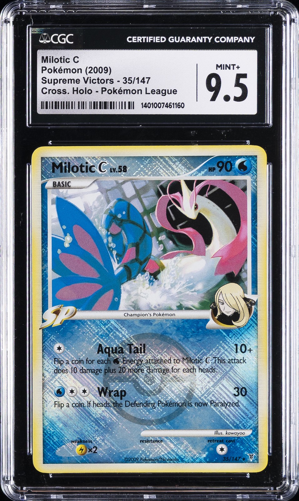2009 POKEMON PLATINUM SUPREME VICTORS COSMOS #35 MILOTIC C-HOLO CGC 9.5