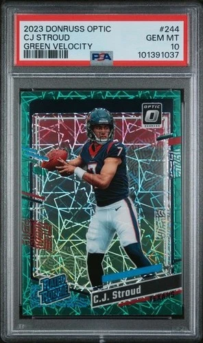 2023 Panini Donruss Optic CJ Stroud GREEN VELOCITY #244 ROOKIE (RC) PSA 10