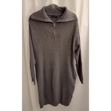 Seta T Gray 1/4 zip vneck knit sweater dress, size XL
