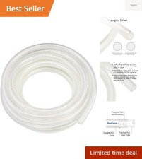 1/2" ID x 5 Ft High Pressure Braided Clear PVC Vinyl Tubing Flexible Vinyl Tu...
