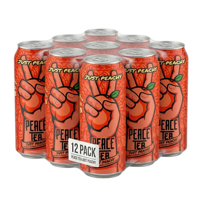 Peace Tea Just Peachy Iced Tea 16 fl oz Cans - 12 Pack Case Peach Flavor New
