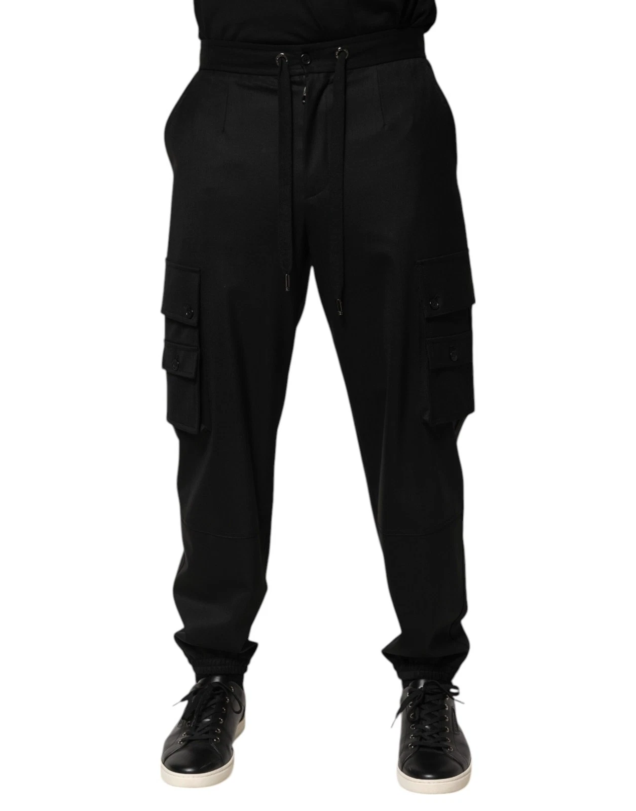 Dolce & Gabbana Solid Black Cargo Jogger Men SweatMen's Men's Pants