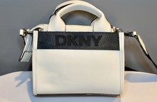 DKNY Cassandra faux-leather small tote crossbody bag - Black / Ivory