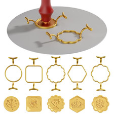 5PCS Metal Wax Seal Molds 1 Inch Stamp Rings Set w Silicone Mat Kit Sealing Tool